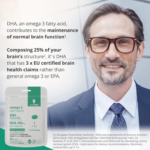 Miniatura 4 de Suplementos de DHA de algas (30) 550 mg de Omega 3 DHA por cápsula de aceite de algas 1 día Salud cerebral y ocular DHA vegano Suministro