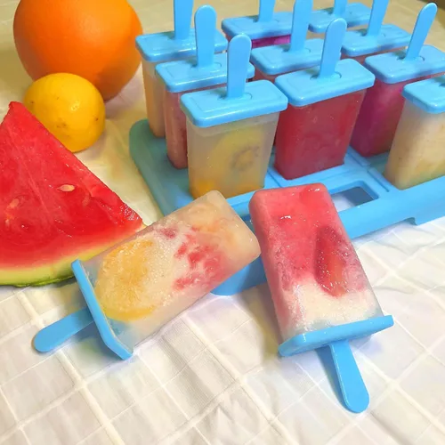 Miniatura 4 de Moldes de paletas de 12 cavidades, moldes de paletas sin BPA con palo de paletas integrado, moldes de paletas de bricolaje con cepillo de limpieza