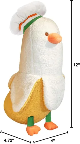 Miniatura 8 de PEACH CAT Lindo Pato de Plátano Peluche Animal de Peluche Pato Chef de Plátano Largo Almohada de Felpa para Niñas y Niños Blanco 12 pulgadas