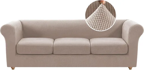 Miniatura 49 de Funda para silla Chesterfield de 2 piezas para sofá de 1 cojín, fundas para silla de brazo alto, 1 asiento, alta elasticidad, lavable, protector