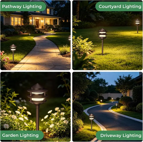 Miniatura 7 de Gardencoin Pagoda Luces de Camino de Bajo Voltaje para Paisaje, Luces de Camino LED al Aire Libre de 12V con Cable, Iluminación de Pasarela