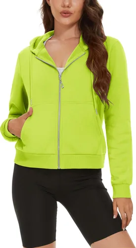 Miniatura 2 de MAGCOMSEN Sudadera corta con capucha para mujer, forro polar, con cremallera completa, con bolsillos