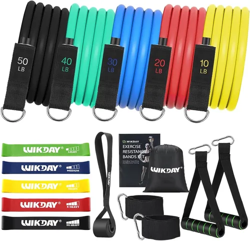 Miniatura 7 de WIKDAY Exercise Resistance Bands with Handles for Working Out Workout Bands Set with Door Anchor for Physical Therapy, Yoga, Pilates