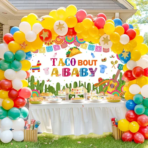 Miniatura 7 de Avezano Taco Bout a Baby - Fondo de fiesta mexicana para baby shower, pancarta temática de cactus neutro, 70.8 x 43.3 pulgadas