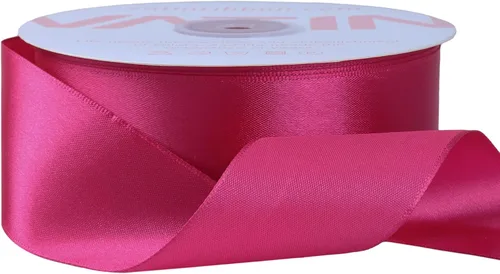 Miniatura 3 de VATIN Cinta de satén sólido rosa intenso de 1-1/2 pulgadas, cinta de tela artesanal de 50 yardas para envolver regalos, arreglos florales, Rosa Hot
