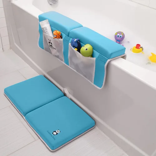 Juego de 2 almohadillas de baño para rodillas y coderas, juego de 2 alfombrillas de baño para bebé, almohadilla antideslizante para rodillas con Azul