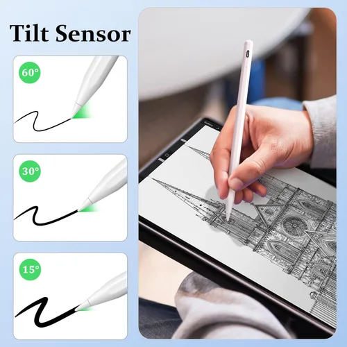 Miniatura 5 de Lápiz Stylus para iPad con Rechazo de Palma y Sensor de Inclinación, 13 Minutos de Carga Completa, MEKO Active Apple Pencil Compatible con iPad