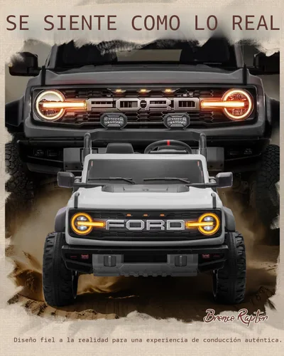 Miniatura 3 de First Ride On - Coche de juguete con licencia Ford Bronco Raptor de 24 V y 2 plazas para niños, coche eléctrico con batería, control remoto