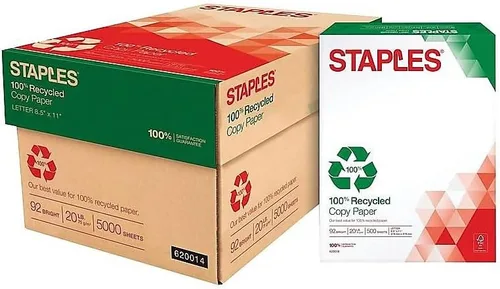 Miniatura 2 de Staples Papel de copia 100% reciclado de 8.5 x 11 pulgadas, 20 libras, 92B 500/resma, 10 resmas/conteo, para oficina, escuela y hogar