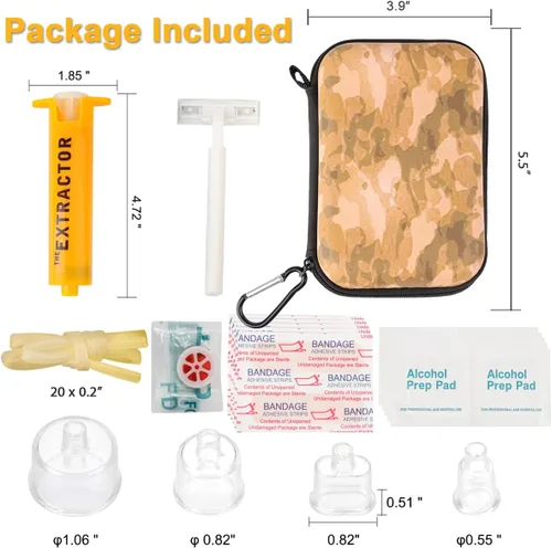 Miniatura 3 de Kit de mordida de serpiente, kit de picadura de abeja, suministros de primeros auxilios de emergencia, bomba de succión para extractor de veneno