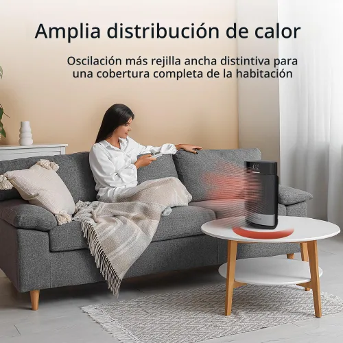 Miniatura 3 de Lasko Ellipse - Calentador de mesa de cerámica para el hogar con interruptor de vuelco, bloqueo para niños, pantalla digital, termostato, modo