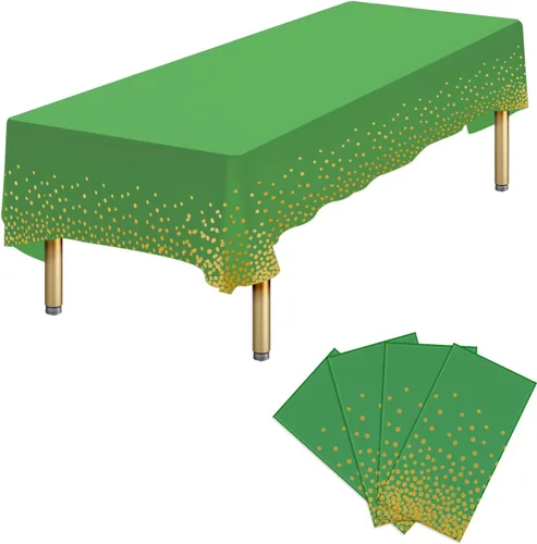Miniatura 38 de Paquete de 4 manteles de plástico desechables azules y dorados para mesa rectangular, manteles desechables de 54 x 108 pulgadas, manteles