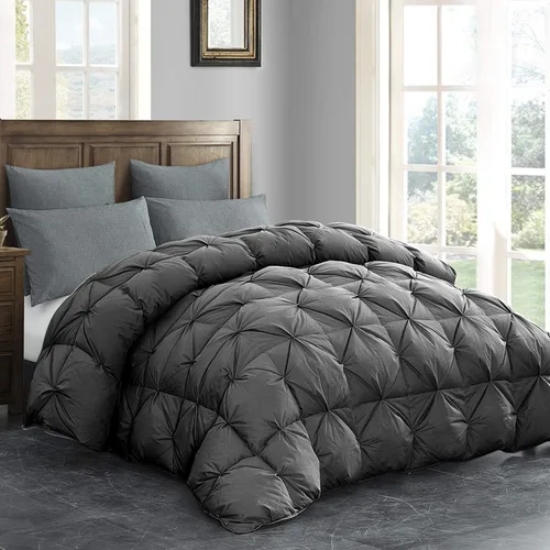 Miniatura 2 de HOMBYS - Edredón extragrande de plumas y plumón tamaño King de 116 x 108 pulgadas, plisado palacial con funda de edredón de 100% algodón, edredón