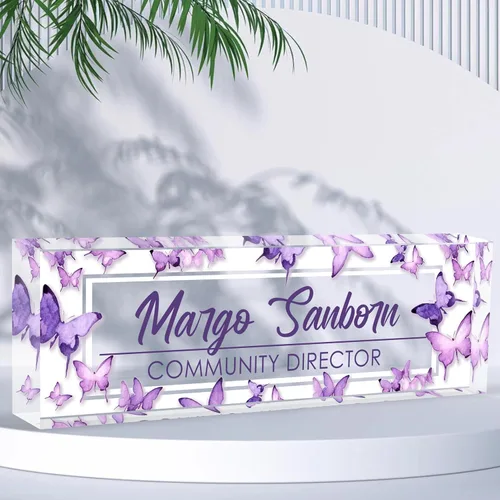 Miniatura 24 de Placa de nombre de escritorio personalizada, placas de identificación acrílicas para escritorio, decoración de oficina, regalos personalizados