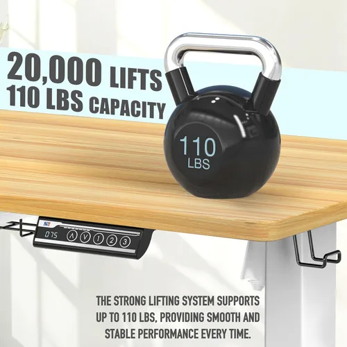 Miniatura 8 de SHW Escritorio de pie eléctrico de altura ajustable de 48 pulgadas con cajón, preajuste de memoria y bandeja de gestión de cables, roble