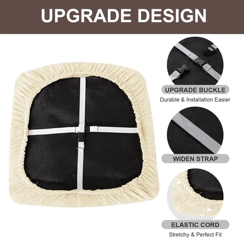 Miniatura 5 de Genina Fundas de asiento impermeables para sillas de comedor, paquete de 4 fundas de asiento elásticas para comedor, fundas protectoras para sillas