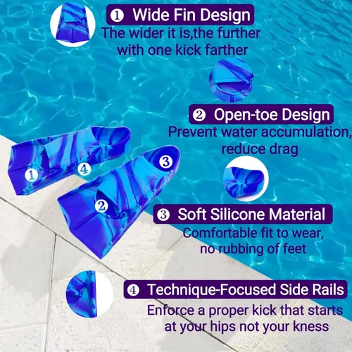 Miniatura 101 de Gugmoy Kids Swim Fins,Comfortable Silicone Flippers for Swimming and Diving,Size Suitable Beginners Kids Girls Boys Adults