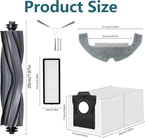 Miniatura 8 de 25 piezas de accesorios para dreame D10 Plus Gen 2 robot aspirador piezas de repuesto, 2 cepillos principales de goma, 4 filtros, 6 almohadillas