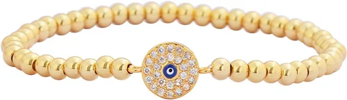 Miniatura 8 de Edforce de acero inoxidable pulsera elástica con cuentas de ojo malvado para mujer con circonita cúbica CZ