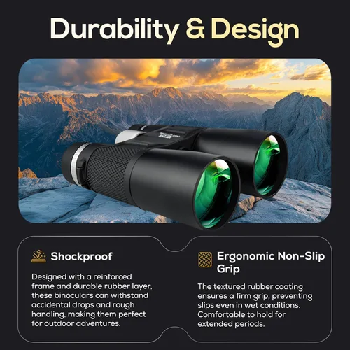 Miniatura 5 de Ultimate Outdoors Prismáticos HD de 12 x 50 para adultos – Potentes prismáticos impermeables con adaptador de teléfono y soporte de trípode Prisma