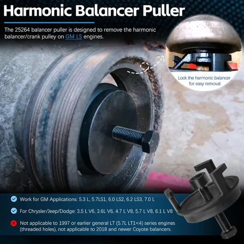 Miniatura 2 de Para GM LS Extractor de Equilibrador Armónico 25264 Extractor de Polea de Manivela para Chrysler Jeep Dodge, Extractor de Amortiguador Armónico