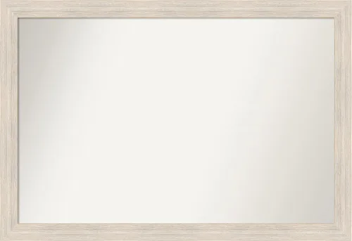 Miniatura 353 de Amanti Art Espejo de baño blanco para sobre el fregadero, 30 x 35 pulgadas, espejo de tocador rectangular estrecho de Eva de oro blanco, marco