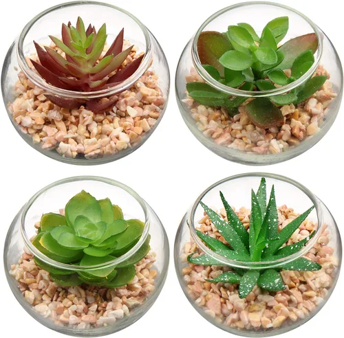 Miniatura 11 de Briful 3 suculentas falsas para decoración de bandejas escalonadas de granja, plantas artificiales más pequeñas, plantas artificiales en maceta, 3