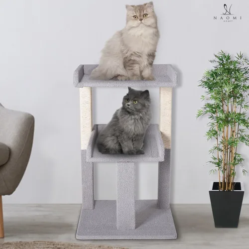 Miniatura 3 de Naomi Home Lulu - Torre grande para gatos con 2 plataformas espaciosas, condominio resistente para gatos con postes rascadores de sisal, diseño