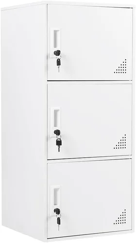 Casillero de Metal de 3 Puertas Gabinete de Almacenamiento de Acero, Casilleros de Almacenamiento de Oficina para Empleados, Gabinetes de Metal