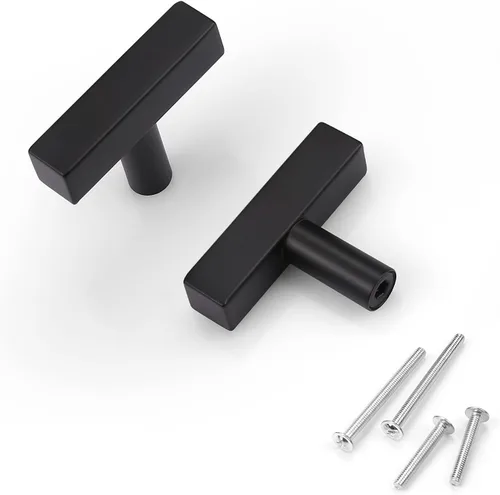 Miniatura 30 de KNOBWELL - Paquete de 5 tiradores modernos de acero inoxidable para puertas de armarios, cajones de cocina, baño, distancia entre agujeros 2.52 Negro