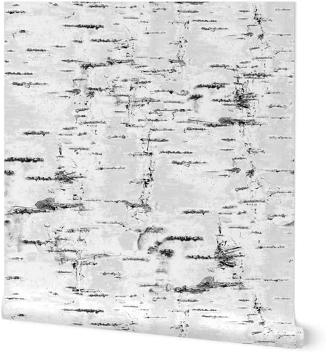 Muestro de papel tapiz extraíble, corteza de abedul del bosque, árbol blanco, bosque neutro, aspecto texturizado sintético, papel tapiz prepegado