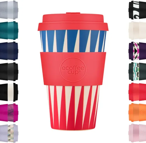Ecoffee Cup Taza de café reutilizable de 14 onzas (13.5 fl oz) – Taza de viaje a base de plantas PLA con tapa de silicona, sin melamina y apta para