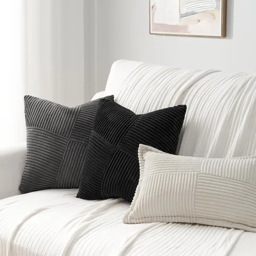 Miniatura 5 de Topfinel Juego de 2 fundas de almohada decorativas negras de 16 x 16 pulgadas para sofá, cama, decoración rústica estilo bohemio para el hogar