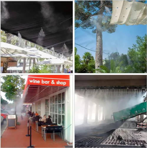 Miniatura 6 de Sistema de refrigeración por nebulización de 98.4 pies (98.4 ft) + 50 boquillas de niebla de latón + 50 conectores en T + 1 adaptador de grifo