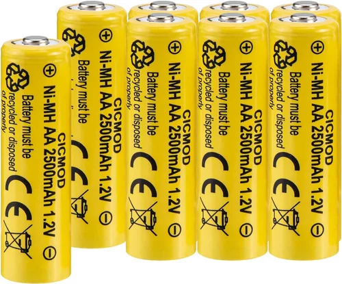 CICMOD Baterías AA recargables 1.2V Ni-MH 2500mAh doble A batería para jardín al aire libre luces solares paquete 8