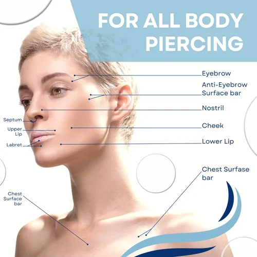 Miniatura 7 de BodyJ4You Kit de cuidado posterior para piercing, solución salina, limpiador de piercings de oído, eliminación natural de queloides, limpiador