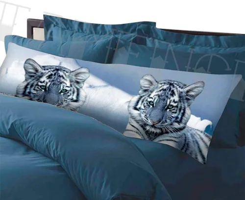 Miniatura 3 de Tamengi Funda de almohada corporal, funda de almohada de tigre azul y blanco, funda de almohada larga con cierre de cremallera, decoración