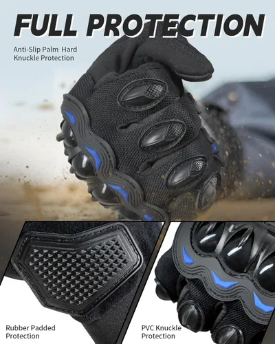 Miniatura 5 de Guantes de motocicleta, guantes de pantalla táctil para moto con nudillos duros, guantes tácticos, guantes de equitación, guantes antideslizantes