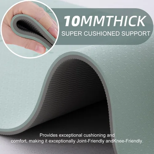 Miniatura 5 de UMINEUX Esterilla de yoga extra gruesa de 1/3 y 2/5 pulgadas antideslizante para mujeres, respetuosa con el medio ambiente, tapete de ejercicio