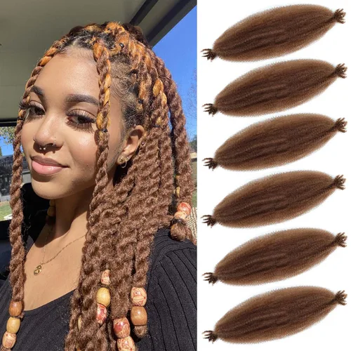 Miniatura 40 de Cabello afro trenzado elástico de 24 pulgadas 3 paquetes Cabello afro trenzado elástico Cabello afro para trenzado en crochet (24 pulgadas