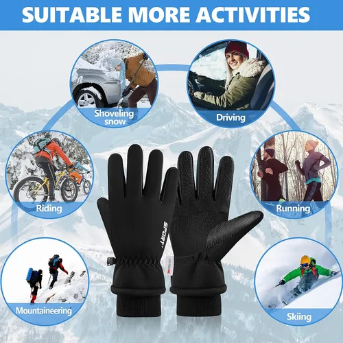 Miniatura 5 de Guantes cálidos de invierno para hombres y mujeres, guantes de pantalla táctil, para clima frío, resistentes al viento, guantes térmicos de nieve
