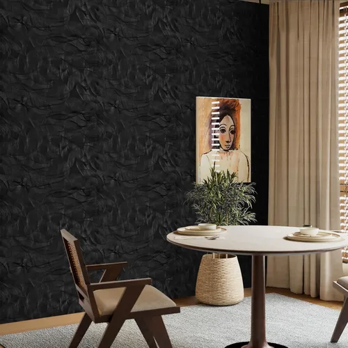 Miniatura 4 de VaryPaper Papel tapiz moderno con textura negra, para despegar y pegar, diseño geométrico en espiral, para dormitorio, baño, extraíble
