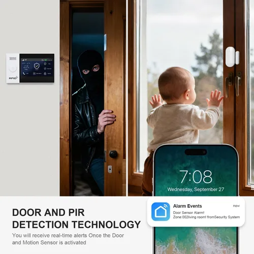 Miniatura 6 de PGST Sistema de alarma inalámbrico para el hogar con cámara de seguridad HD, sensores de alarma de puerta expandibles para bricolaje, alertas