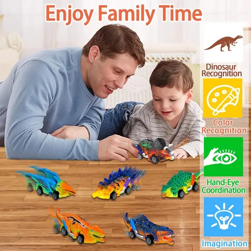 Miniatura 2 de Juguetes de dinosaurio, 6 piezas de juguetes de dinosaurio para niños de 3 a 5 años, juguetes para niños de 3, 4, 5 años en adelante, autos