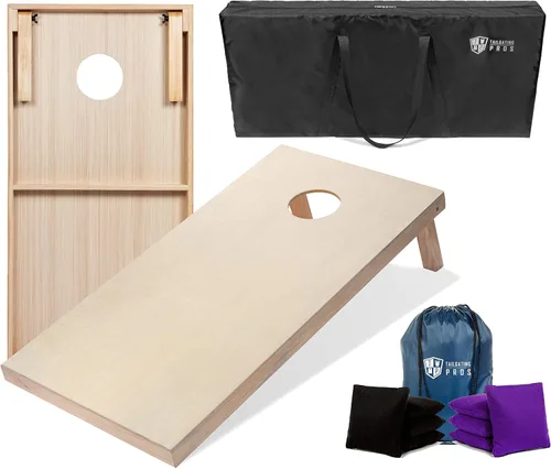 Miniatura 16 de Tailgating Pros Tablas para juego de cornhole - 4 x 2 pies y 3 x 2 pies. Juego de cornhole con estuche de transporte y juego de 8 bolsas de maíz