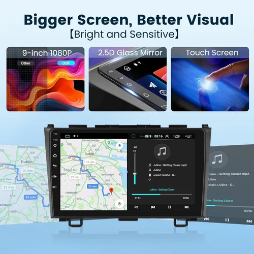 Miniatura 7 de Estéreo de coche Android 2G+64G para Honda CRV 2007-2011 con Carplay inalámbrico/Android Auto con navegación GPS WiFi, pantalla táctil de 9