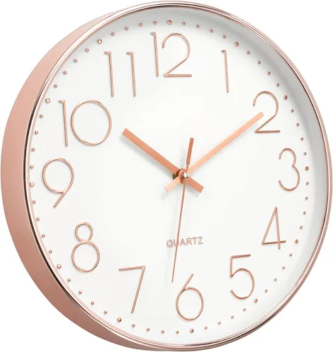 Miniatura 23 de Foxtop Reloj de pared negro de 12 pulgadas, silencioso, sin tictac, de cuarzo, funciona con pilas, reloj redondo fácil de leer para oficina, aula