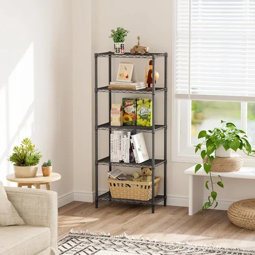 Miniatura 4 de SINGAYE Estantes de almacenamiento de 5 niveles, estantería de alambre, estante de metal para cocina, lavandería, organización del hogar, despensa