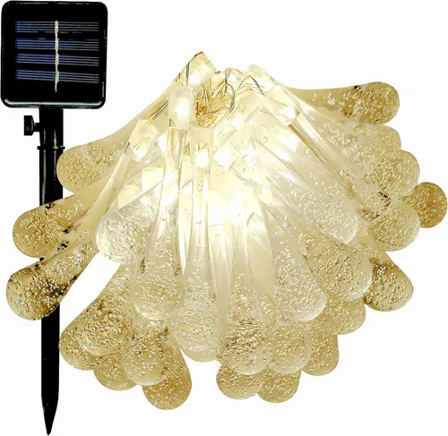 Miniatura 8 de Hometown Evolution, Inc. Tira de luces de burbujas de aire alimentadas por energía solar, 30 LED blanco cálido, 8 modos, impermeable al aire libre