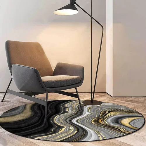 Miniatura 19 de Tapete redondo de mármol verde esmeralda, lavable, pequeño círculo, para dormitorio, sala de estar, alfombra moderna abstracta circular, 2 pies